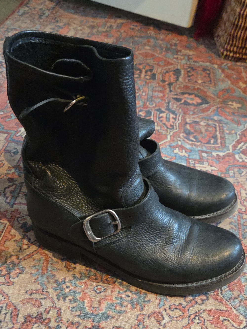 Frye Veronica Black Leather Moto Boots Size 8.5 - Picture 2 of 13